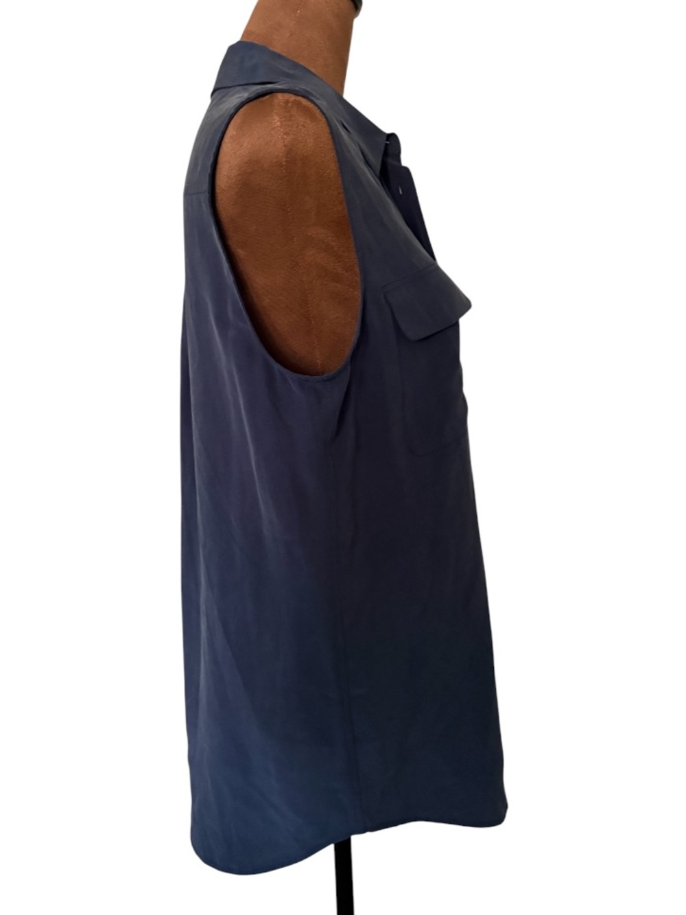 Equipment Femme Slim Signature Silk Blouse Peacoat Navy Sleeveless S $188 NWOT - Picture 5 of 8